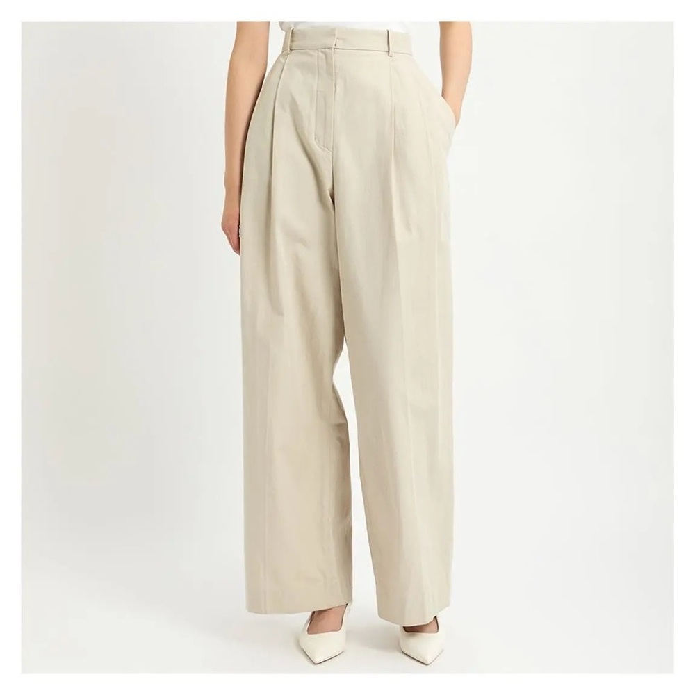 High-Rise Wide Leg Women's Pants in Beige